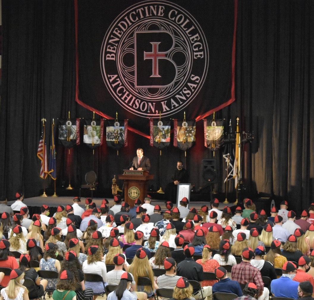 President Minnis speaks at the freshman awards ceremony on August 25 on campus.  Photo credit: McKenna Elder.