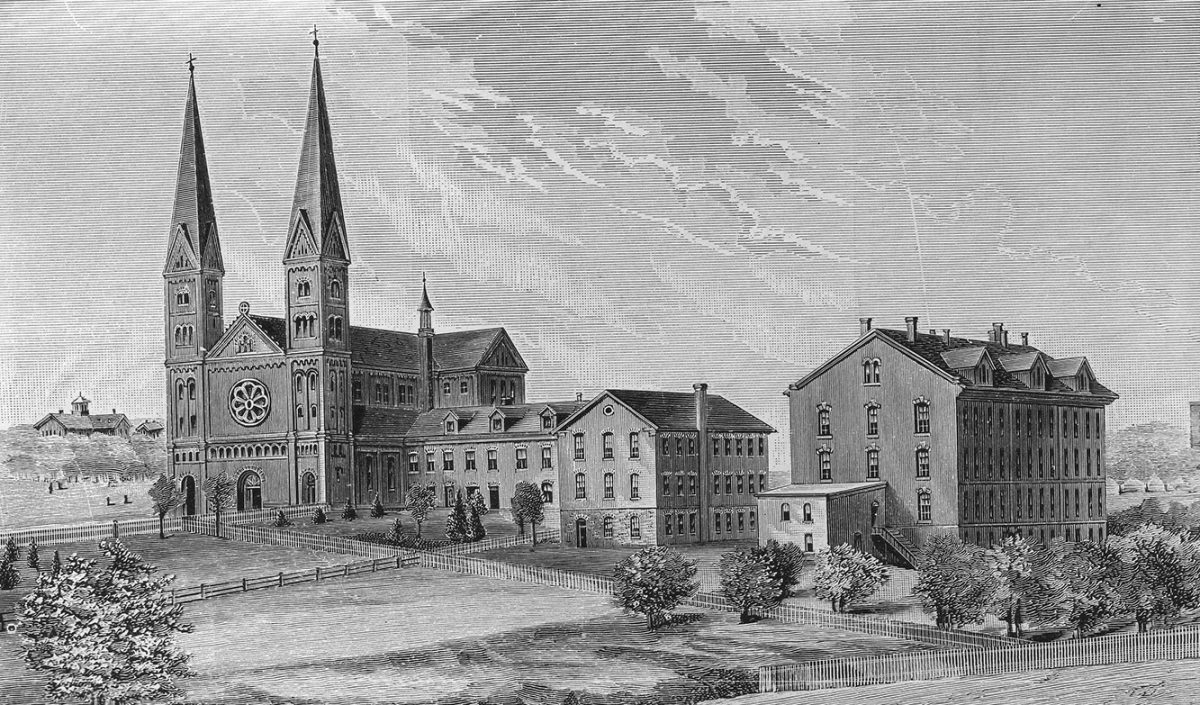 The original parish, priory, and college buildings, only the parish and Bishop Fink would remain.