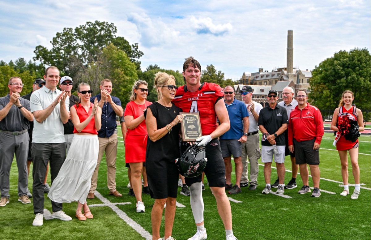 Tanner Zimmerman receives the Lead Like Pieper award.