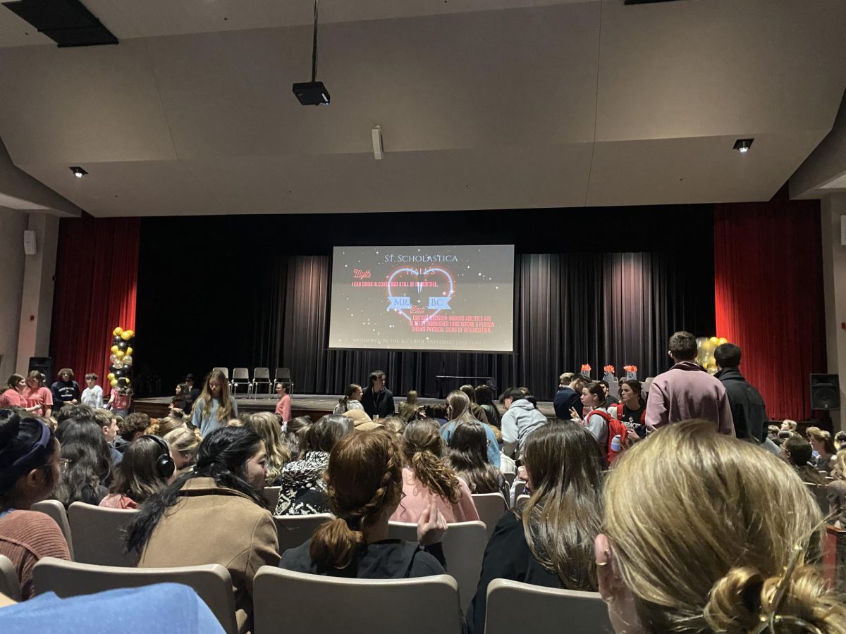 Students gather in the O'Malley McAllister Auditorium for Mr. BC.
