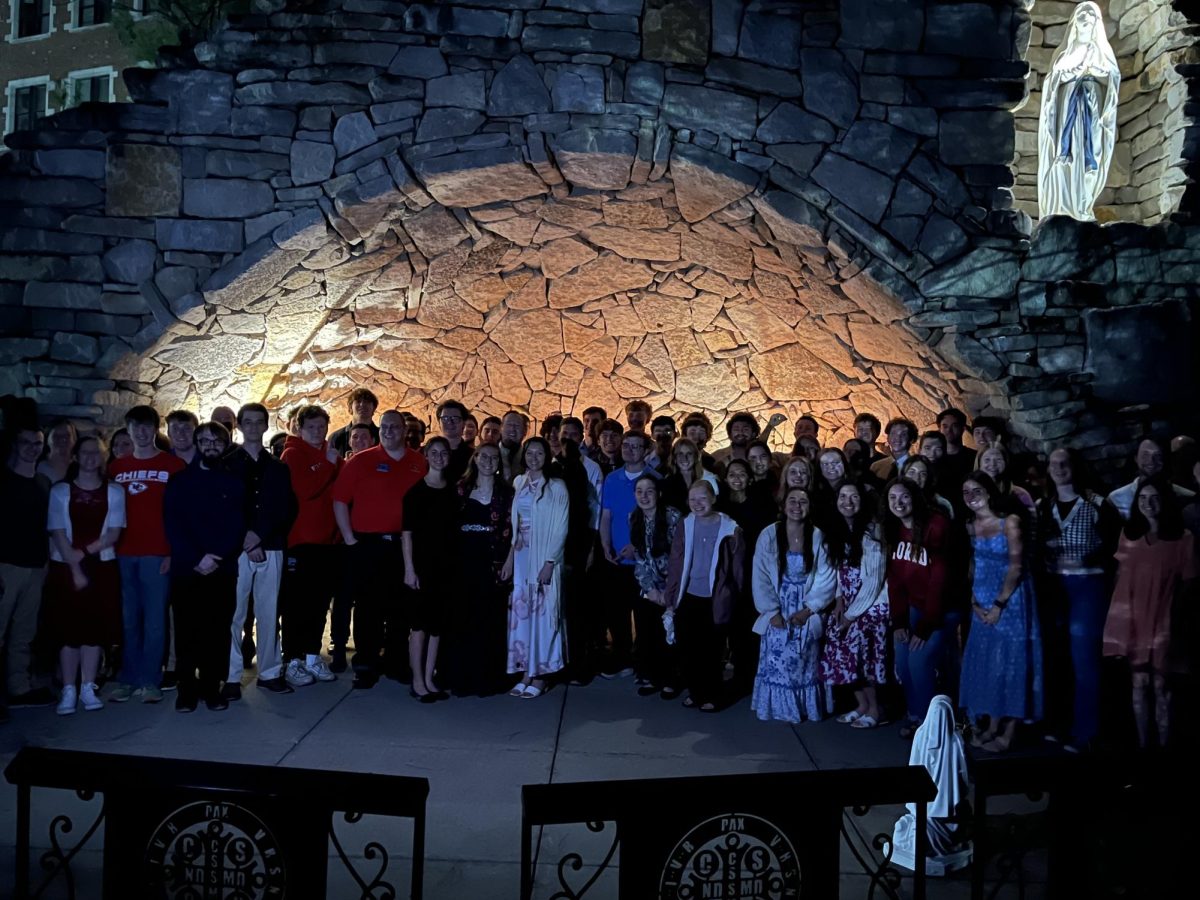 Students gather to pray a rosary for the upcoming medical school.